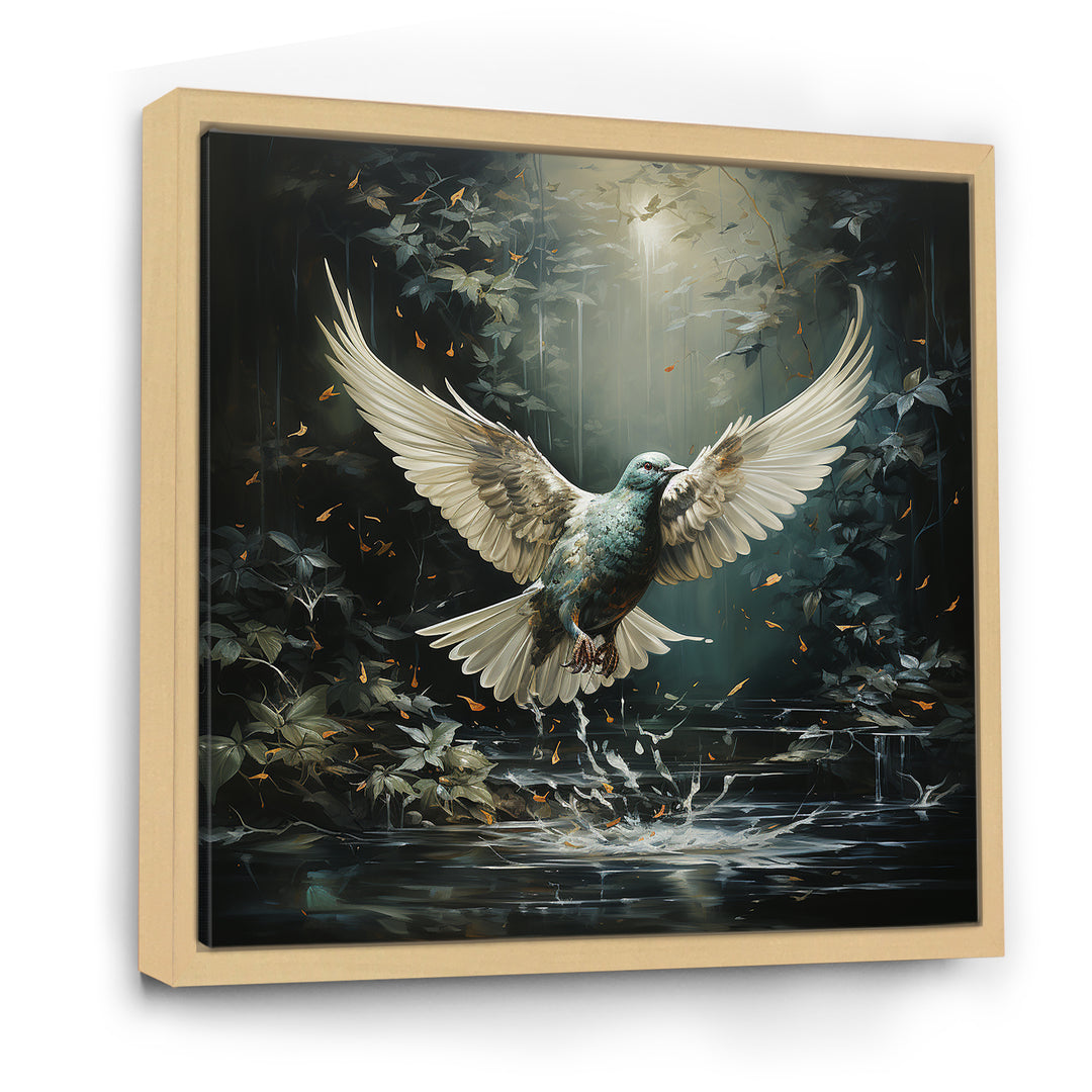 Green and white Dove take off harmony - Dove Wall Decor