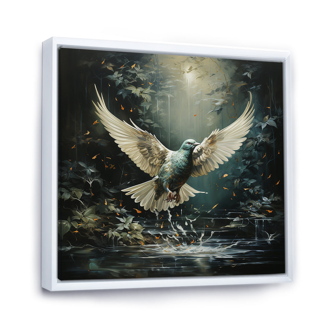 Green and white Dove take off harmony - Dove Wall Decor