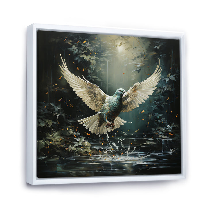 Green and white Dove take off harmony - Dove Wall Decor