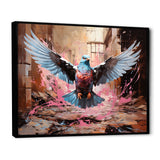 Blue and pink Pigeon in Flight - Pink Pigeon Wall Art