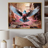 Blue and pink Pigeon in Flight - Pink Pigeon Wall Art