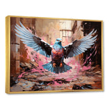 Blue and pink Pigeon in Flight - Pink Pigeon Wall Art