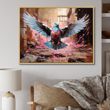Blue and pink Pigeon in Flight - Pink Pigeon Wall Art