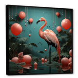 Playful Flamingo Match Feather Ping Pong - Flamingo Bedroom Wall Art