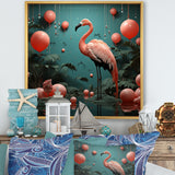 Playful Flamingo Match Feather Ping Pong - Flamingo Bedroom Wall Art