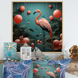 Playful Flamingo Match Feather Ping Pong - Flamingo Bedroom Wall Art
