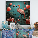 Playful Flamingo Match Feather Ping Pong - Flamingo Bedroom Wall Art