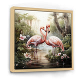Tropical Love Flamingos - Flamingo Canvas Wall Art