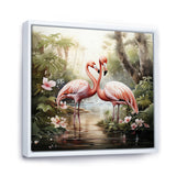 Tropical Love Flamingos - Flamingo Canvas Wall Art