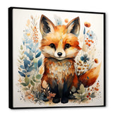 Nursery Fox Portrait blooms - Animals Canvas Wall Art