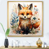 Nursery Fox Portrait blooms - Animals Canvas Wall Art