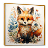 Nursery Fox Portrait blooms - Animals Canvas Wall Art