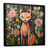 Pink and green fox in matisse style - Fox Wall Art Prints