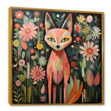 Pink and green fox in matisse style - Fox Wall Art Prints