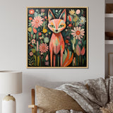 Pink and green fox in matisse style - Fox Wall Art Prints