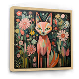 Pink and green fox in matisse style - Fox Wall Art Prints