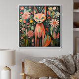 Pink and green fox in matisse style - Fox Wall Art Prints