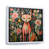 Pink and green fox in matisse style - Fox Wall Art Prints