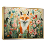 Orange and pink Fox in mattise style IV - Animals Canvas Wall Art