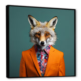 Orange and green suited up fox fashion - Orange Fox Wall Art