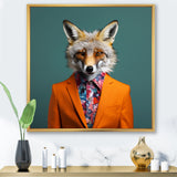 Orange and green suited up fox fashion - Orange Fox Wall Art