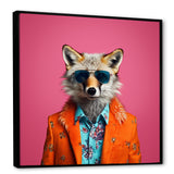 Orange and pink suited up fox fashion - Fox Large Canvas Wall Art