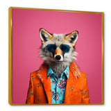 Orange and pink suited up fox fashion - Fox Large Canvas Wall Art