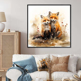 Foxs elegant forest florals grace II - Animals Canvas Wall Art