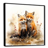 Foxs elegant forest florals grace II - Animals Canvas Wall Art