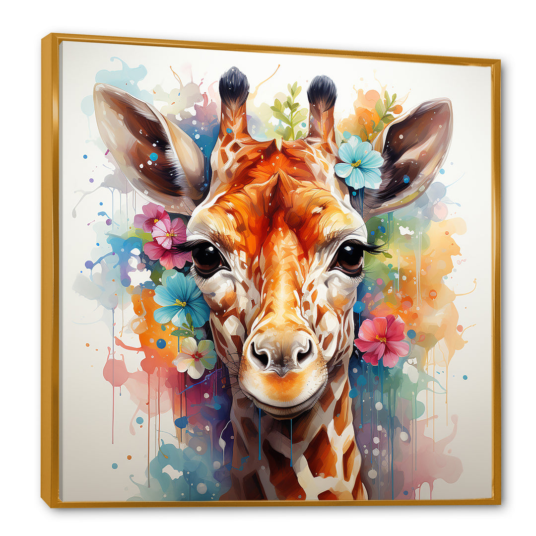 Colorful floral Giraffe Portrait - Giraffe Wall Art Prints