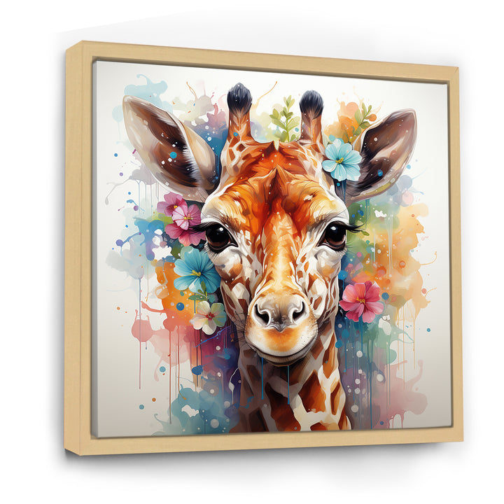 Colorful floral Giraffe Portrait - Giraffe Wall Art Prints