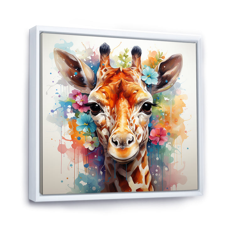 Colorful floral Giraffe Portrait - Giraffe Wall Art Prints