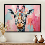 Brown and pink Giraffe Portrait - Giraffe Wall Art Prints