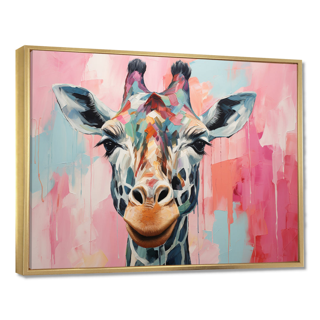 Brown and pink Giraffe Portrait - Giraffe Wall Art Prints