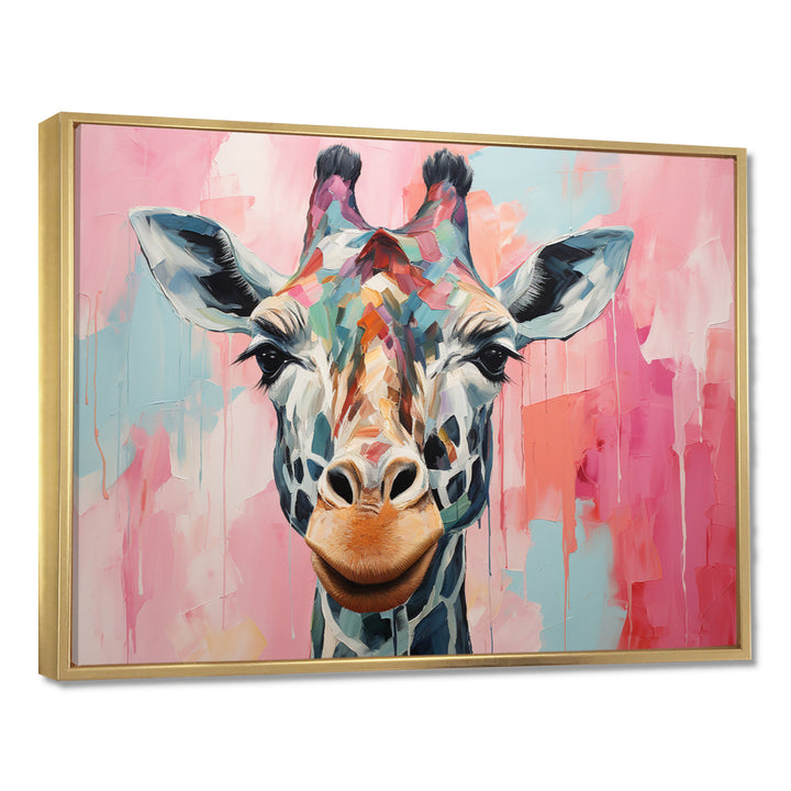 Brown and pink Giraffe Portrait - Giraffe Wall Art Prints