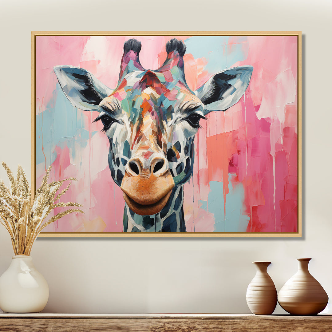 Brown and pink Giraffe Portrait - Giraffe Wall Art Prints