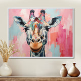 Brown and pink Giraffe Portrait - Giraffe Wall Art Prints