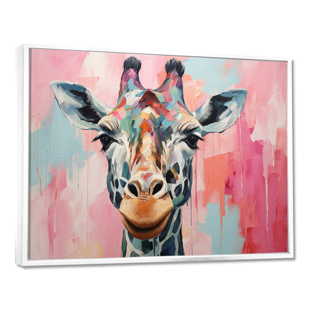 Brown and pink Giraffe Portrait - Giraffe Wall Art Prints