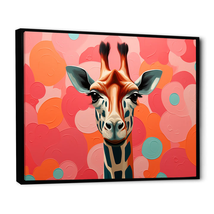 Pink and orange Giraffe Portrait - Pink Giraffe Wall Art