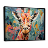 Orange and green Giraffe Portrait - Animals Canvas Wall Art