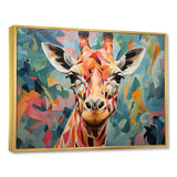 Orange and green Giraffe Portrait - Animals Canvas Wall Art