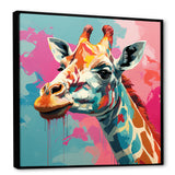 Pink and green Giraffe Portrait - Pink Giraffe Wall Art
