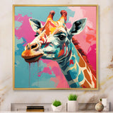 Pink and green Giraffe Portrait - Pink Giraffe Wall Art