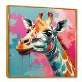 Pink and green Giraffe Portrait - Pink Giraffe Wall Art