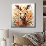 Colorful Kangaroo blooms portrait - Kangaroo Framed Canvas Art