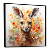 Colorful Kangaroo blooms portrait - Kangaroo Framed Canvas Art