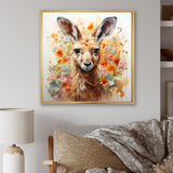 Colorful Kangaroo blooms portrait - Kangaroo Framed Canvas Art