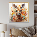 Colorful Kangaroo blooms portrait - Kangaroo Framed Canvas Art