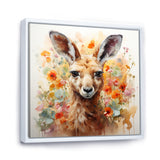 Colorful Kangaroo blooms portrait - Kangaroo Framed Canvas Art