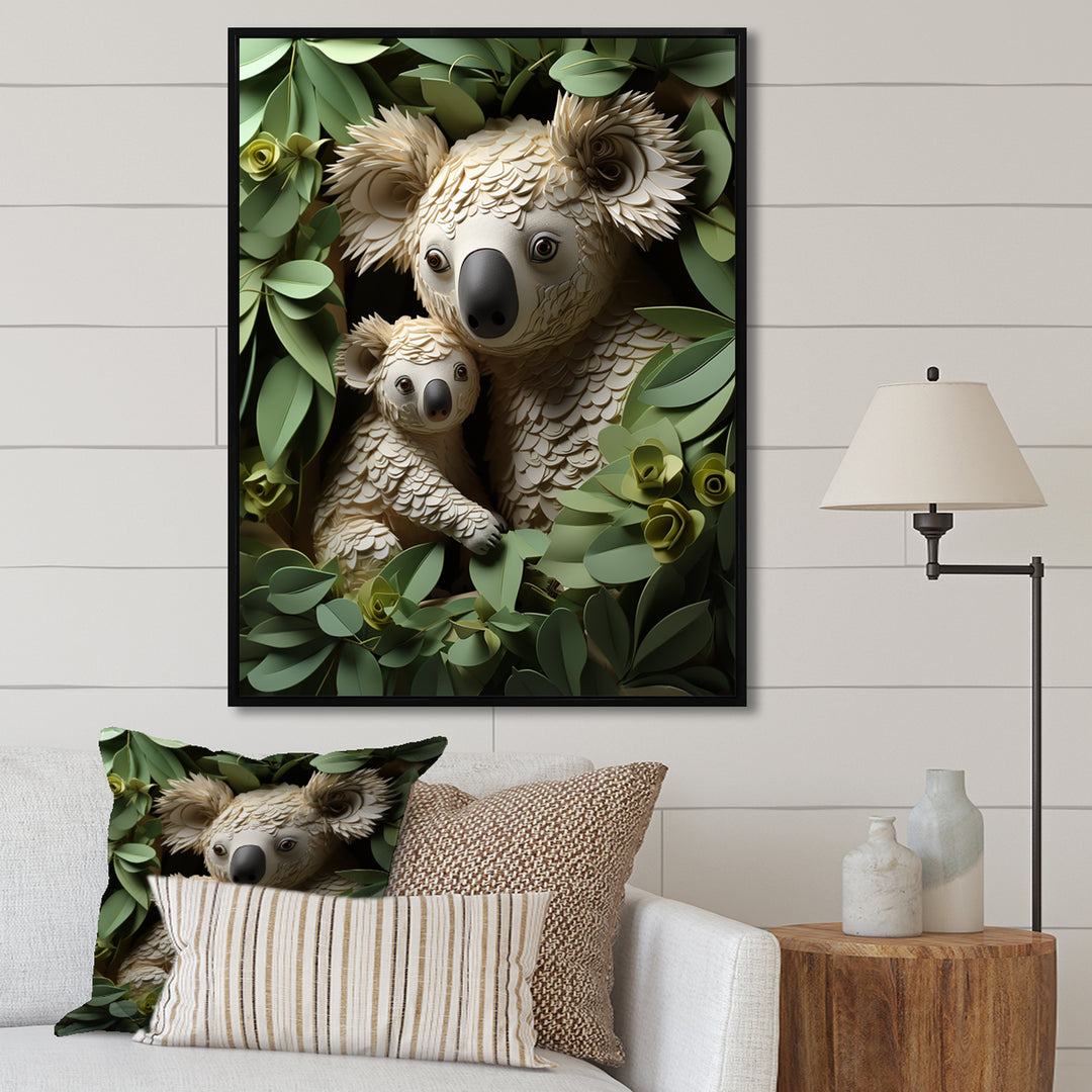 Cuddly koala family - Koala Large Canvas Wall Art
